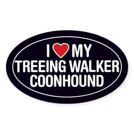 CafePress Love My Treeing Walker Coonhound Ovalsticker/Decal Oval Car Bumper Sticker