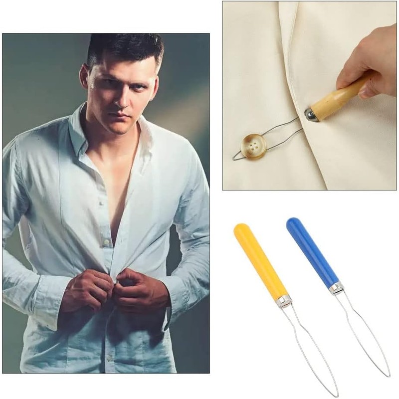 2 PCS Button Hook Helper, Button Fastener Aid, Button Hook