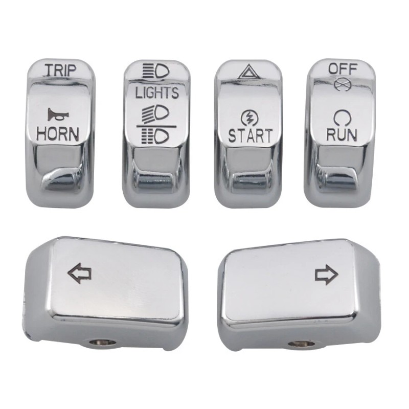 Trichtu Mount 6Pcs Chrome Hand Control Button Switch Cap For
