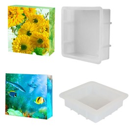FineInno Large Resin Mold, Square Silicone Molds for Resin, Deep Square Molds Large Epoxy Resin Molds for Flowers Preservation, DIY Home Décor
