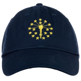 Ann Arbor T-shirt Co. Indiana State Flag Hat - Indy in Pride, Low Profile Baseball Dad Cap for Men & Women - (Navy Blue)