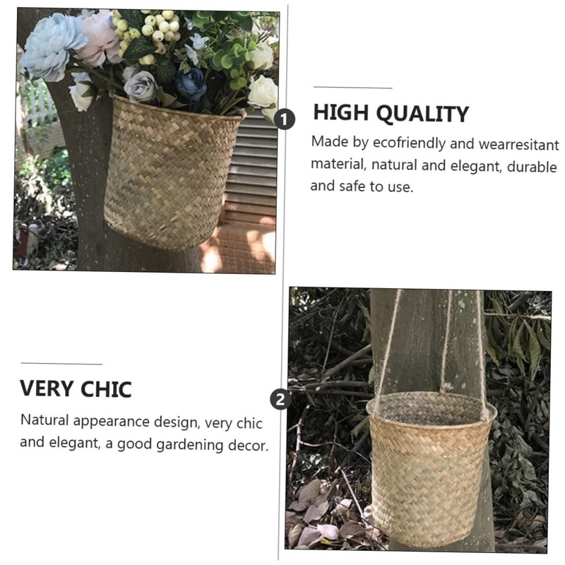 WHAMVOX Elegant Woven Storage Basket Set Plant Basket Desktop Organizer