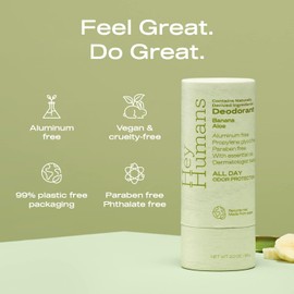 Hey Humans Deodorant, Aluminum Free Deodorant for Women and Men, Contains Naturally Derived Ingredients, All Day Odor Control, Refreshing Deodorant Essential Oils, Banana Aloe