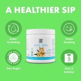 Yes You Can! Aloe Vera Powder Drink Mix - Hydration Booster Infused with Pure Organic Aloe Vera Extract - Delicious Flavors - Made in USA - Antioxidant Rich - Peach Lemonade Flavor - 40 Servings Per Canister (4 Pack)