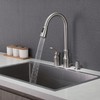 HOTIS 3 Hole Kitchen Faucet with Pull Down Sprayer, Brushed