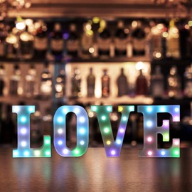 Foaky Colorful LED Letter Lights with Remote, Light Up Letters Sign for Night Light Wedding/Birthday Party Battery Powered Christmas Lamp Home Bar Decoration(A)