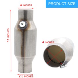 MOCW 2.5 Inch Inlet/Outlet Catalytic Converter Universal Direct Replacement with O2 Port (EPA Compliant), 2 Pcs