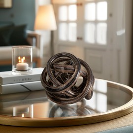 Torre & Tagus Orbit Glass Décor Ball, 4.5-inch Diameter, Gold Metallic Black