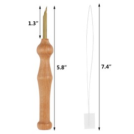 Wooden Handle Embroidery Pens, BENBO 3PCS Yarn Sewing Embroidery Punch Needles and 3PCS Needle threaders Weaving Tools DIY Stitching Applique Embellishment Rug Hooking Craft