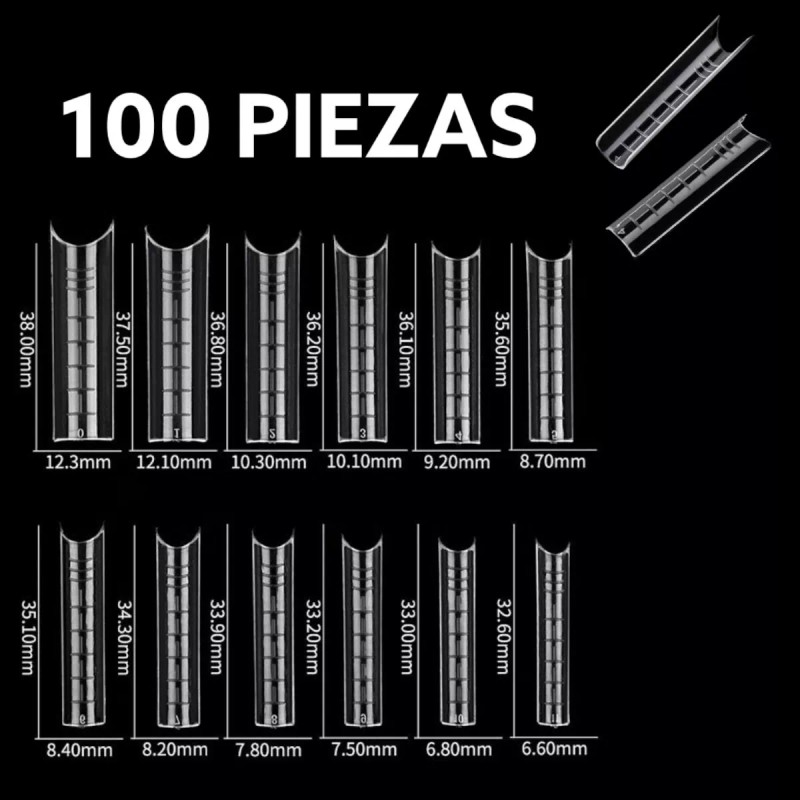 Nail 100 Tips Dual Form System Polygel Acrygel Forma A