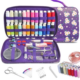 Sewing Kit - 130PCS Sewing Accessories, Sewing Box, Sewing Kits for Adults UK, Needle and Thread Kit, Needle Threaders Hand Sewing, Portable Fabric Sewing Set with Needles Threads Scissors and More