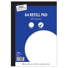 Just Stationery - A4 Plain Refill Pad 100 Sheet Side bound Open 53gsm