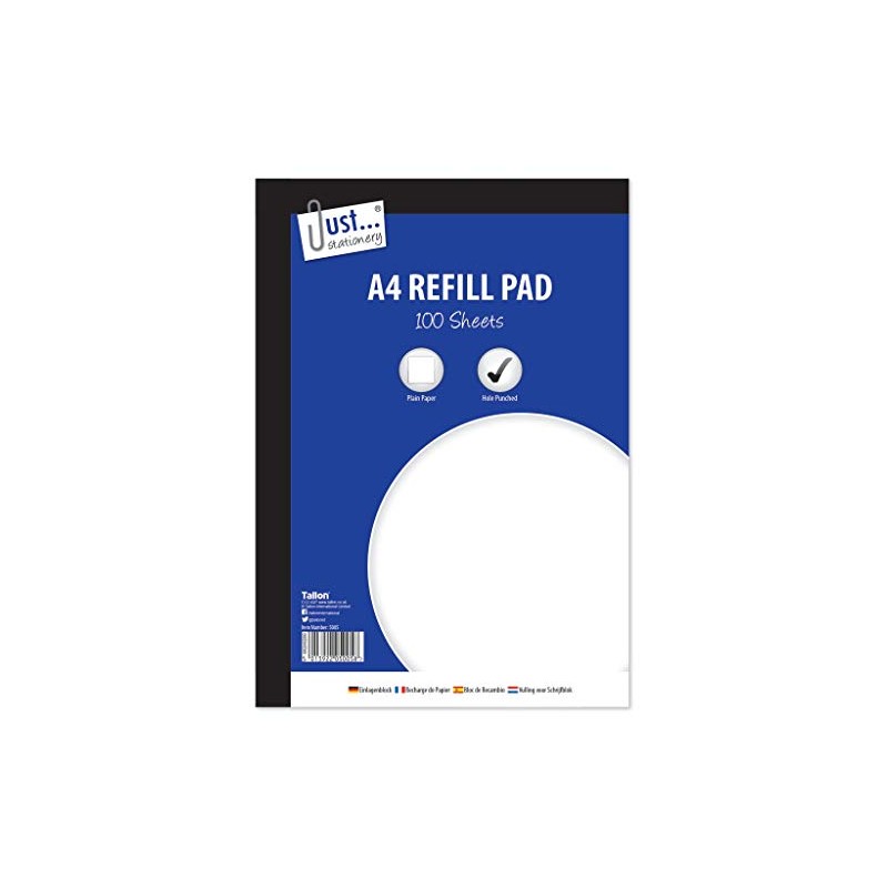 Just Stationery - A4 Plain Refill Pad 100 Sheet Side