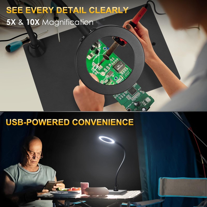 Helping Hands Soldering Station with Heavy-Duty Steel Base, Non-Slip Silicone
