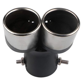 idain Car Stainless Steel Dual Exhaust Pipe Tail Muffler Tip Pipe Diameter 1.5" to 2" Curved Type TailPipe Muffler Modification