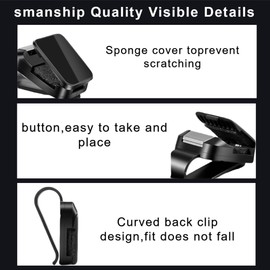 2 Packs One Handed Operation Sunglass Holder - Sunglass Clip for Car Visor with Sponge- Car Accessories for Holding Glasses (Black)
