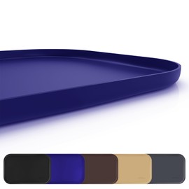 SMILOOL Silicone Pet Feeding Mat with Raised Edge, Dog Cat Bowl Mats for Food and Water, Pet Placemat for Floors Waterproof, 19” x 12” x 0.7” Navy Blue