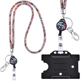 Crystal Lanyard Transparent/Colourful with ID Card and ID Card Holder Black Necklace Lanyard with Glittering Rhinestones Lanyard