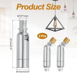 sourcing map Sloped Ceiling Adapter, 180/345 Degree 60x15mm M10 Fine Thread Sloped Ceiling Light Fixture Adapter Kit for Ceiling Pendant Light Chandelier Track Suspend(Silver, Pack of 2)