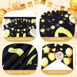 3 Pcs Birthday Banner Black and Gold Older Wiser Hotter Banner Funny Birthday Banner for Women 30th 40th 50th 60th 70th 80th Birthday Party Decorations Birthday Sign Birthday Gift