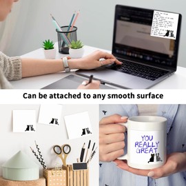 LETRLYK 2 Pack Sticky Notes 3x3 Inches, Bright Cute Strong Sticking Power, Easy to Post for Home, Office, 80sheets/Pads, Black Skleton Cats