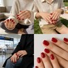 24Pc French Red Handmade Nail Art Patch - Short Duckbill