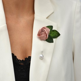 Sttiafay Fabric Rose Lapel Pin for Women Realistic Silk Flowers Brooch Pin Cute Cloth Pin Badges for Suit Jackets Hat