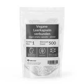 500 Vegane Kapseln zum Befüllen - Leerkapseln Größe 1 - transparent - empty capsules - DE - SHROOMY