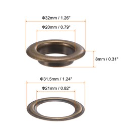 HARFINGTON 20Set Grommets Eyelets with Washers 20mm Metal Eyelets Kit for Fabric Curtain Tarps Leather Belt Bag DIY, Bronze