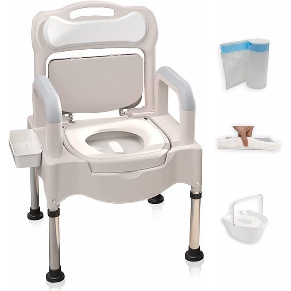 INDPOOOR Bedside Commodes, Bedside Toilet, Commode Chair, Height Adjustable Adult