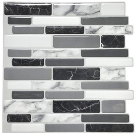 Art3d 10-Sheets Peel and Stick Kitchen Backsplash Tiles, 12"x12" Self-Adhesive Marble Grey Wall Tiles for Kitchen and Bathroom