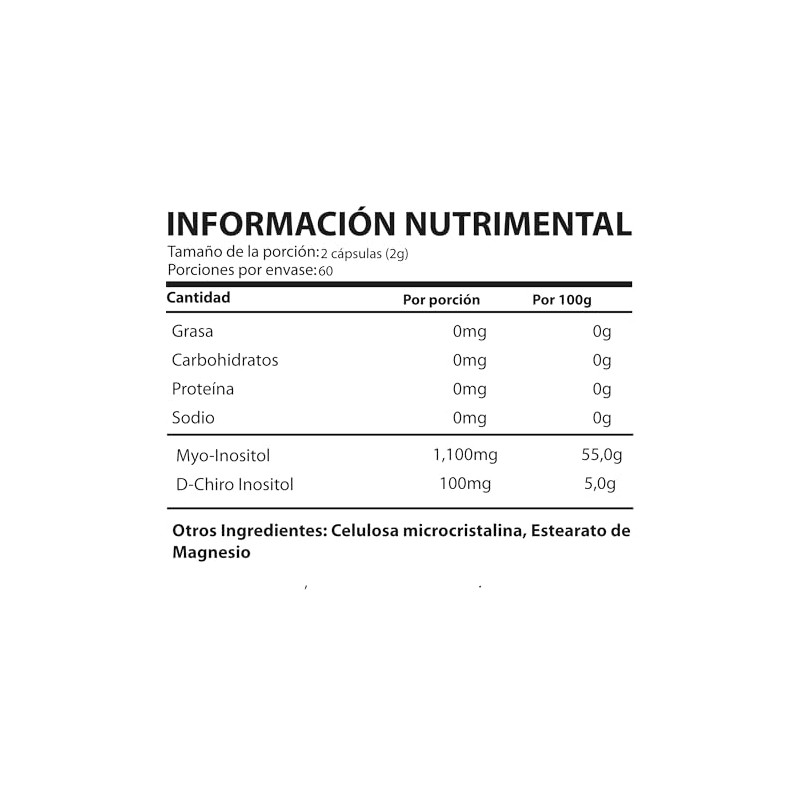 Natural Energy Inositol Forte 120 Cápsulas Myo 1100 Chiro 100