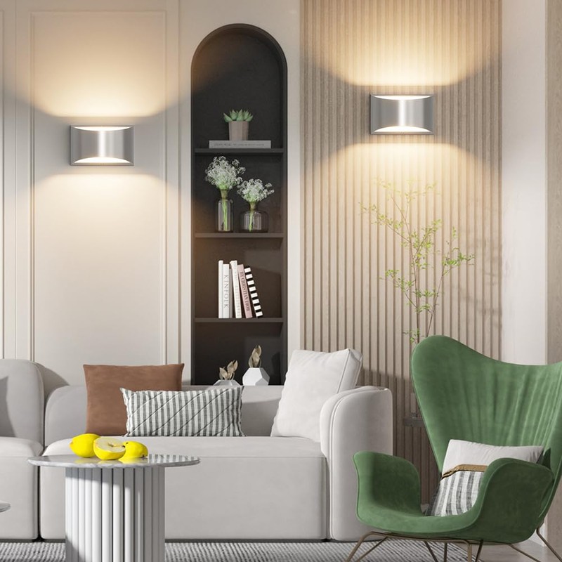 Aipsun Nickel Modern LED Wall Sconce Hardwired Indoor Wall Lights