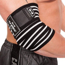 C.P. Sports Bench Press Professional Elbow Bandages, 1 Pair, Fitness, Sports Bandage, Elbow Brace, Bandages Bodybuilding, Powerlifting (Black/Red, 130 cm)