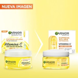 Garnier Express Aclara Crema Hidratante Antimanchas con Vitamina C y FPS 30, Unifica el Tono de la Piel, Protege de Rayos UVA/UVB, Cuidado Facial Diar
