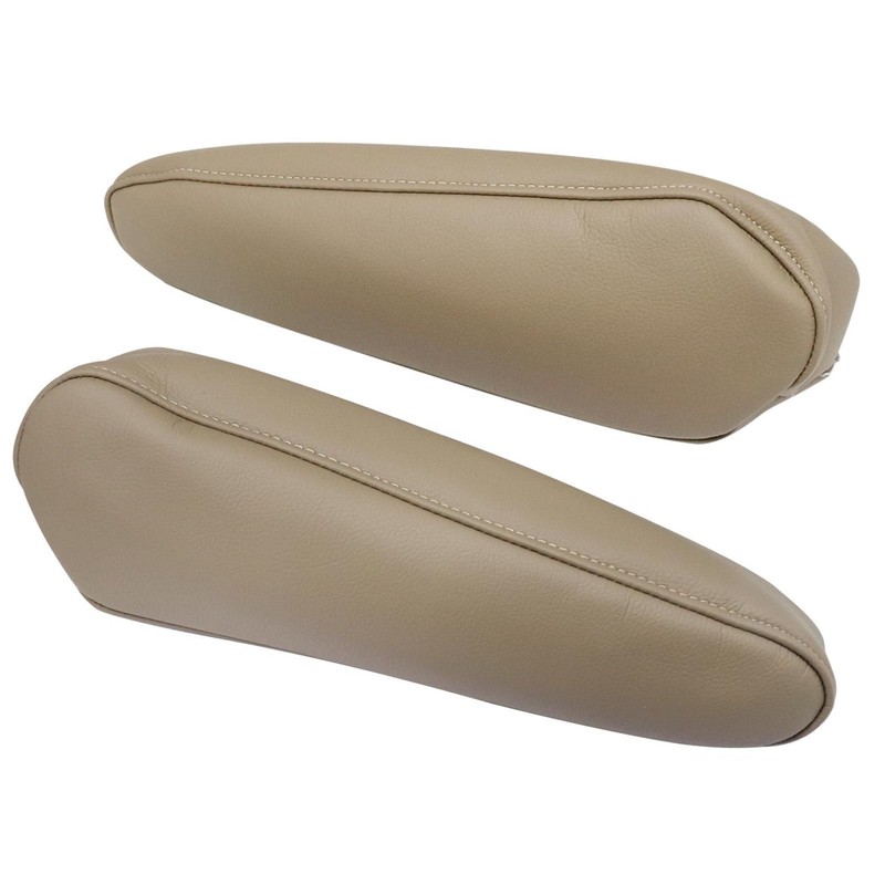 NLQR Replacement 2Pcs Seat Armrest Covers Microfiber Leather Ivory Tan