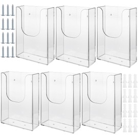 JMIATRY 6 Pack 1/3 A4 Wall Mounted Document Holder, Clear Portrait Wall Mountable Menu Leaflet Holder, Acrylic Wall Mounted Magazine Racks for Restaurant Menu Office Files Magazine