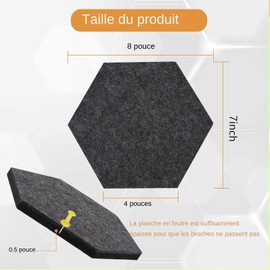 EOGRFW 8 Pieces Hexagonal Felt Notice Boards, Cork Notice Board with 35 Thumbtacks, Hexagonal Cork Stickers for Photos, Memos, Wall Decoration (Gradient)