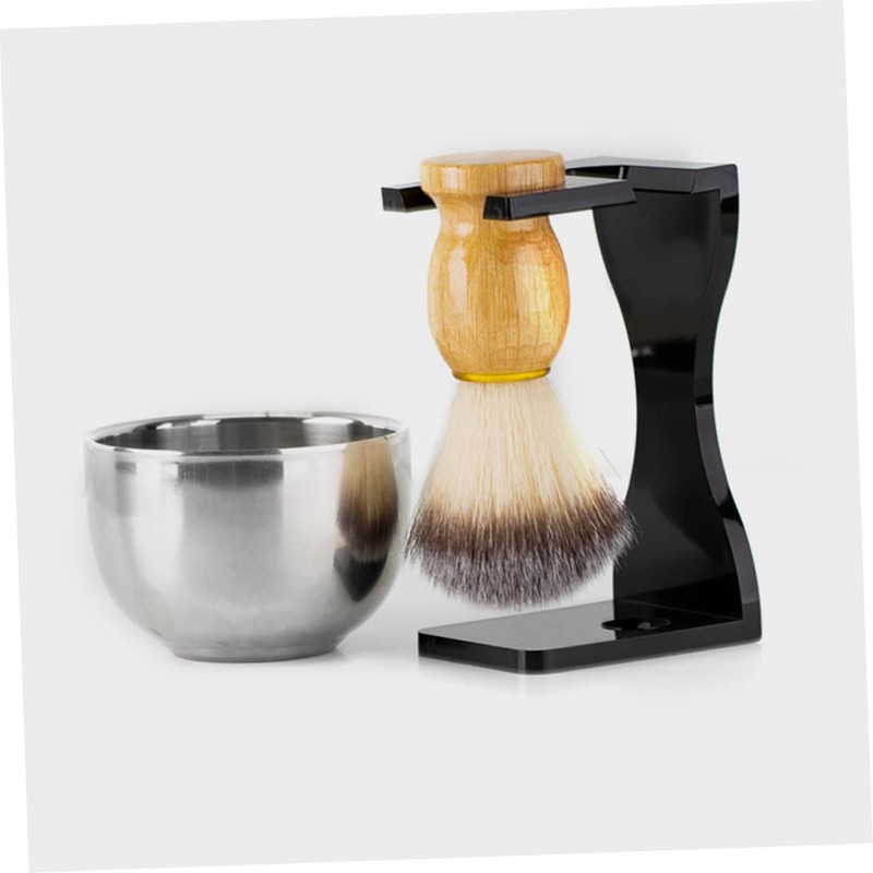 Ipetboom 1set Men Beard Grooming Shaving Stand Bowl Brush Holder