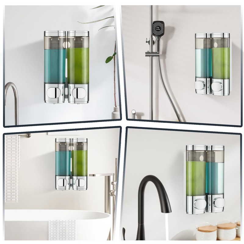 Pollock Wall Mounted Soap Dispenser, 300ml x 2 Shampoo and