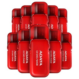 PSA COMPUTO Y PAPELERIA KIT10 de memorias USB AUV240-64G-RRD Viene en capacidades de 64 GB. te Ofrece Comodidad y personalización Cuenta con una práctica Capucha abatible Que Nunca perderás