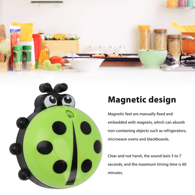 Aoveew Magnetic Timer Cute Ladybug Design Cartoon Animal Kitchen Timer