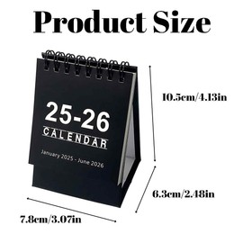 Mini Desk Calendar, (Jan.2025 to Jun.2026) Standing Flip Calendar, Small Desktop Calendar for Office School, Timetables Study Plans