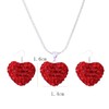 LAKIYOYO Red Heart Necklace Earrings Set Rhinestone Heart Earring Zircon