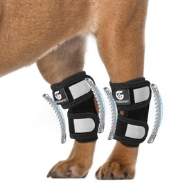 GFKRHPNY 1 Pair Short Dog Rear Leg Hock Ankle Brace for Torn ACL & CCL, Dog Leg Braces for Back Leg with Metal Spring Inserts, Dog Wrap Brace for Bottom Joint with Reflective Straps