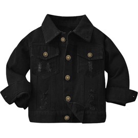 Cromoncent - chamarra vaquera clásica para niños y niñas, negro (C-BLACK), 12-18 Meses