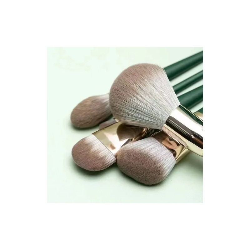 Set Brochas De Maquillaje 14 Piezas Profesional Y Verde