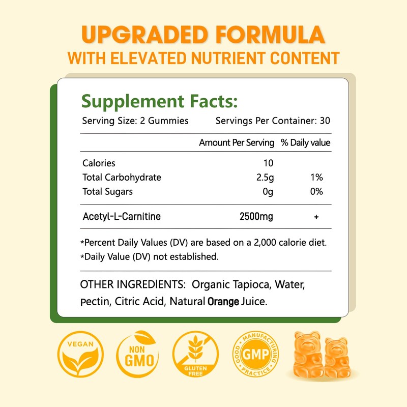 Sijigood Sijigood 2 Pack Acetyl L-Carnitine Supplement, Natural Nutrition Supplement