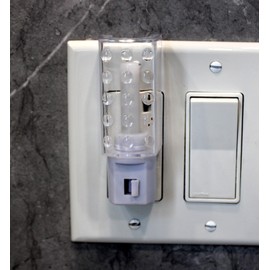 Plug in LED Night Light with Switch - Manual On/Off Nightlight for Bathroom, Hallway, Garage, Bedroom by Dependable Industries - Bright White Light, ETL Listed (Art Deco, 4)