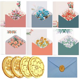 36 Pcs Letter Writing Paper and Envelopes, Floral Letter Writing Set, Envelopes Party Invitations Writing Paper and Envelopes Sets with 4 Fire Paint Stamp Head